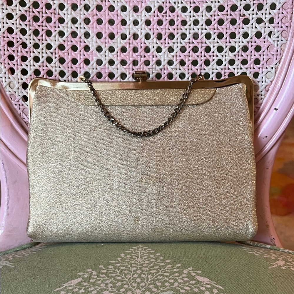 Gold lame evening bag